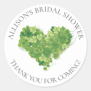 Shamrock Heart Bridal Thank You Shower Sticker