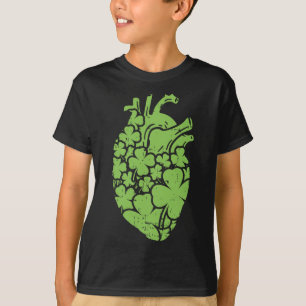 Shamrock Heart Cardiac Nurse St Patricks Day Anato T-Shirt