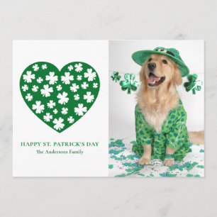Shamrock Heart Clover Photo St. Patrick's Day  Holiday Card