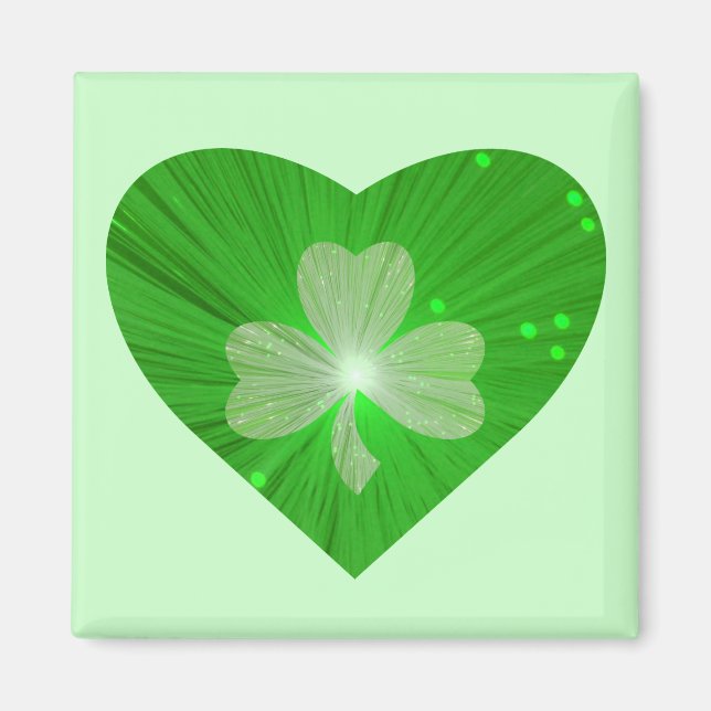 Shamrock Heart fridge magnet green (Front)