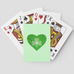 Shamrock Heart Green playing cards