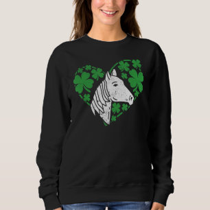 Shamrock Heart Horse Clover St Patricks Day Irish Sweatshirt