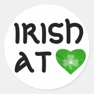 Shamrock Heart 'Irish at Heart' sticker white