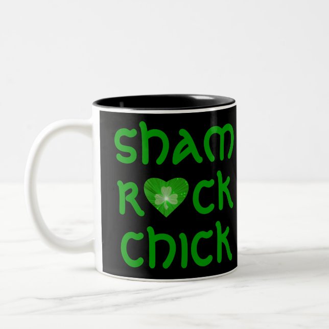 Shamrock Heart 'Shamrock Chick' mug black (Left)