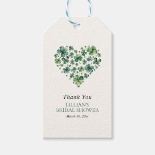 Shamrock Heart St. Patricks Day Bridal Shower Gift Tags