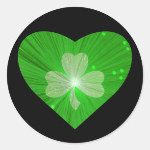 Shamrock Heart sticker round black