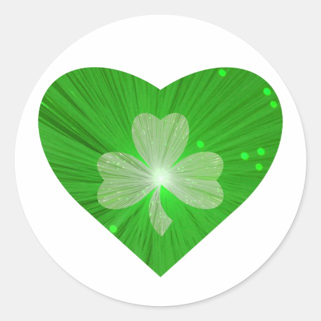 Shamrock Heart sticker round white (Front)