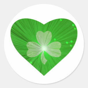 Shamrock Heart sticker round white