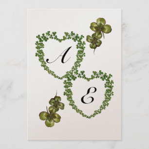 SHAMROCK HEARTS MONOGRAM champagne Announcement