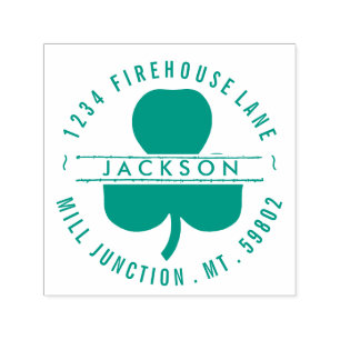Shamrock In Circle Self-Ink Return Address Stamp