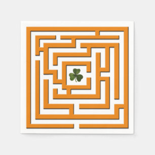 Shamrock in Orange Labyrinth Challenge Napkin
