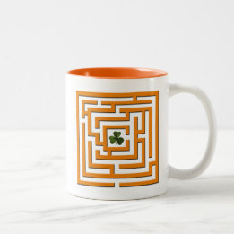 Shamrock in Orange Labyrinth Challenge Two-Tone Coffee Mug