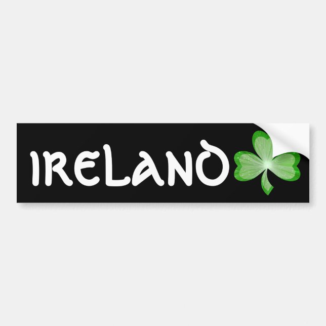 Shamrock 'Ireland' bumper sticker black (Front)
