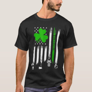 Shamrock Irish American Flag Firefighter St-Patric T-Shirt