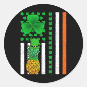 Shamrock Irish American Flag Pineapple Fruit St Pa Classic Round Sticker