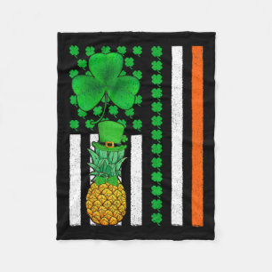 Shamrock Irish American Flag Pineapple Fruit St Pa Fleece Blanket