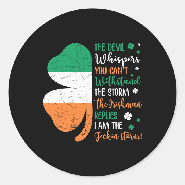 Shamrock Irish Man Pride St Patricks Day Men Boy C Classic Round Sticker (Front)