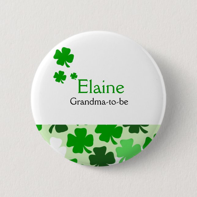 Shamrock Irish NAME TAG Personalised Button (Front)