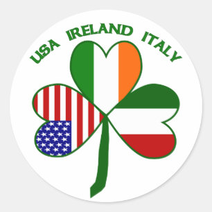 Shamrock Italy USA Irish Classic Round Sticker