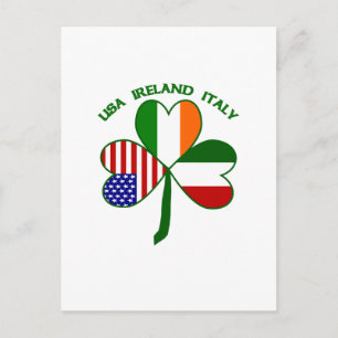 Shamrock Italy USA Irish Postcard