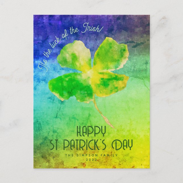 Shamrock It's Luck of the Irish st Patricks Day Postcard (Front)