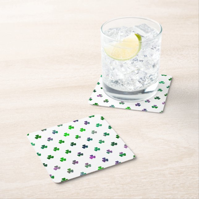 Shamrock Jewel Tone Green - Micro Square Paper Coaster (Insitu)