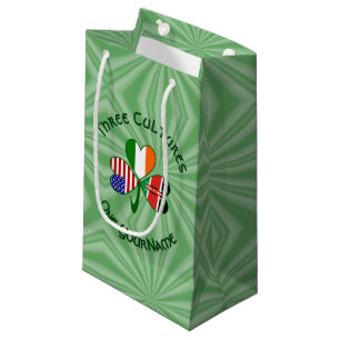 Shamrock Kenya Ireland USA Flags Personalised Text Small Gift Bag