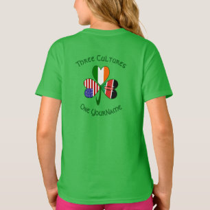 Shamrock Kenya Ireland USA Flags Personalised Text T-Shirt