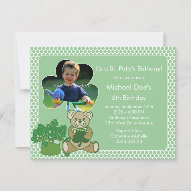 Shamrock Kid's St. Patrick's Day Bash Invitation (Front)