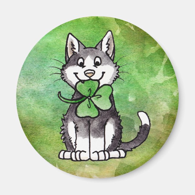 Shamrock Kitty Magnet (Front)