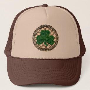 Shamrock, Lattice And Celtic Knots On Beige Hat
