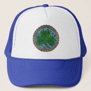 Shamrock, Lattice And Celtic Knots On Blue Hat