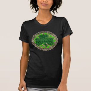 Shamrock, Lattice And Celtic Knots On Green Shirt