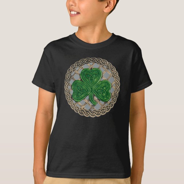 Shamrock Lattice And Celtic Knots On Grey Shirt (Front)