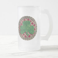 Shamrock, Lattice And Celtic Knots On Red Mug