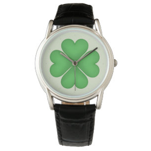 Shamrock leaf Clover Hearts pattern Watch