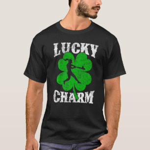 Shamrock Leaf Lucky Charm Softball Player St Patri T-Shirt