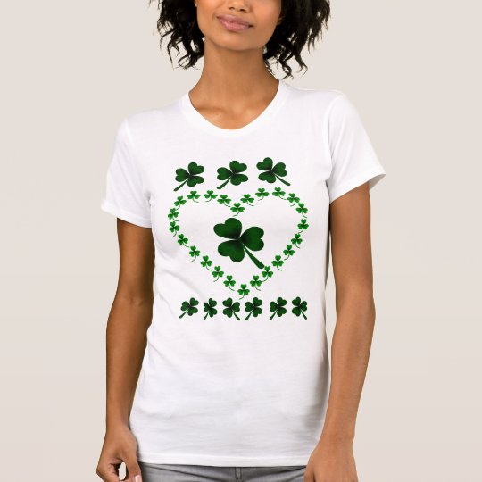 Shamrock Leaves and Heart Wreath T-Shirt