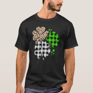 Shamrock Leopard Plaid Buffalo St Patricks Day Luc T-Shirt