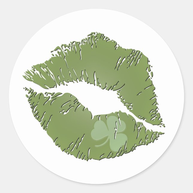 Shamrock Lips - Kiss Me I'm Irish Stickers (Front)