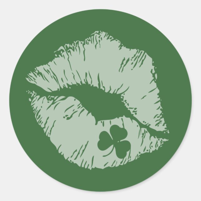 Shamrock Lips - Kiss Me I'm Irish Stickers (Front)