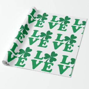 Shamrock Love for St Pattys Day Wrapping Paper