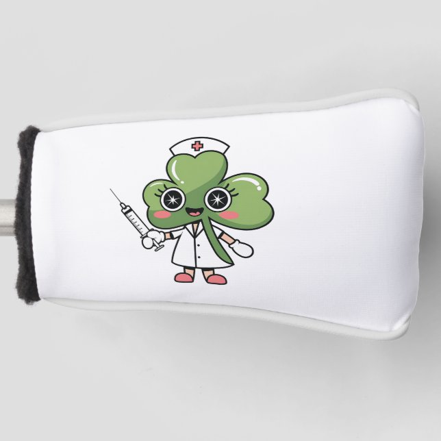 Shamrock Lucky Charm Nurse Kawaii Lucky Charm Golf Head Cover (Front)