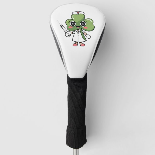 Shamrock Lucky Charm Nurse Kawaii Lucky Charm Golf Head Cover (Front)