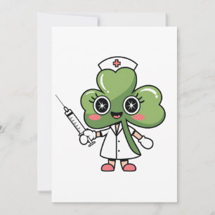 Shamrock Lucky Charm Nurse Kawaii Lucky Charm Thank You Card