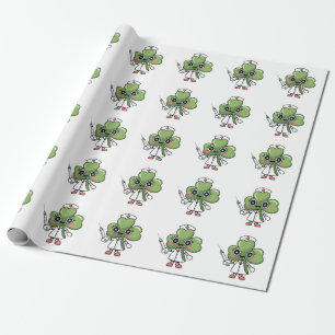 Shamrock Lucky Charm Nurse Kawaii Lucky Charm Wrapping Paper