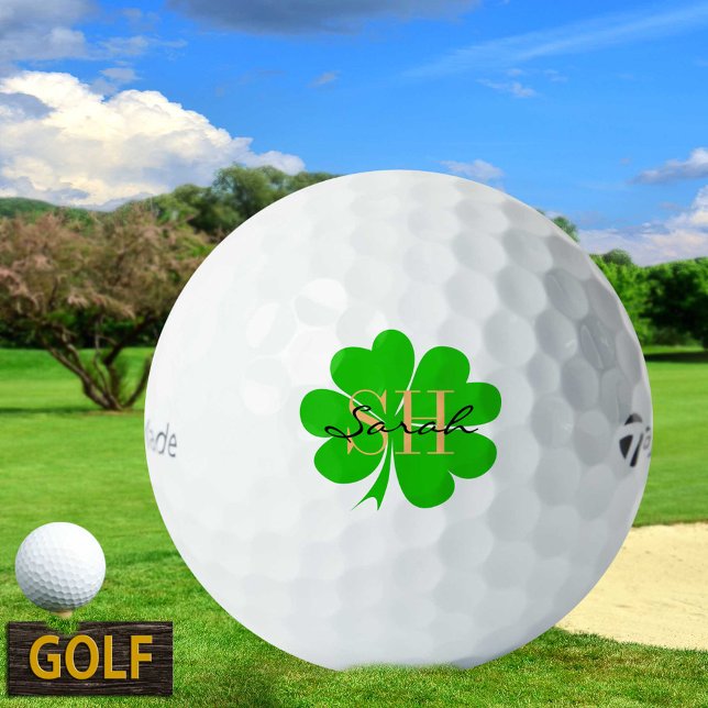 Shamrock & Lucky Clover leaf monogrammed / Irish Golf Balls (Creator Uploaded)