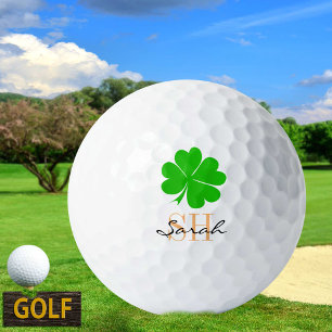 Shamrock & Lucky Clover leaf monogrammed / Irish  Golf Balls