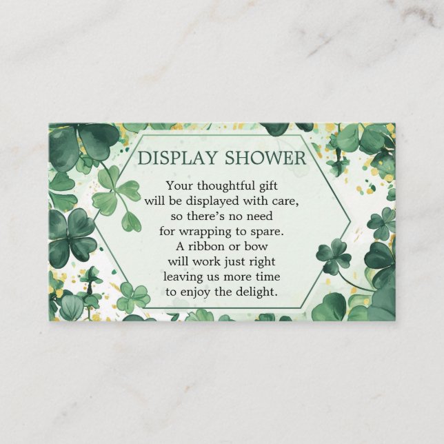 Shamrock Lucky in Love Bridal Display Shower Enclosure Card (Front)
