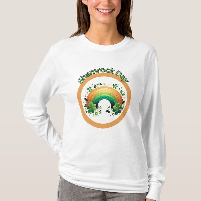Shamrock Lucky Rainbow  T-Shirt (Front)